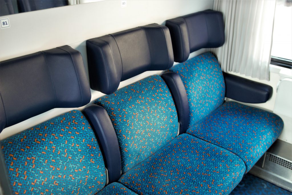 Long-distance train seating (ČD type Bmz245 coach)