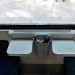 Foldable utility tables in a compartment (ČD type Bmz coach)
